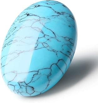 Turquoise 2.4" Large Palm Stone Healing Crystals Gemstones Calming Effects Energy Balancing Reiki Polished Worry Stone Cleansing Protection Anxiety Stress Relief Therapy 1PC