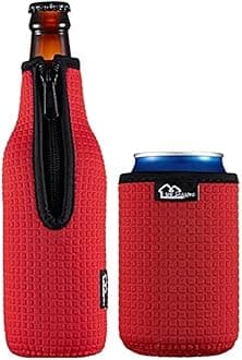 WK IEASON Beer Bottle Sleeve Insulators 12oz 330ml Standard Beer Bottle Cooler Covers Zip-up Bottle Jacket 12OZ Beer Bottle Holder Non-slip Thick Neoprene Sleeves (Red)