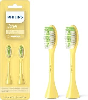 Philips One by Sonicare Genuine Replacement Electric Toothbrush Heads, 2 Brush Head Pack Up to 6 Month Supply, Mango Yellow, BH1022/02