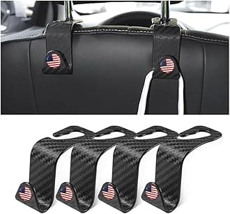 4PCS Car Seat Headrest Hooks, Auto Back Seat Hanger Holder, Durable Stylish Vehicle Organizer Universal Car Interior Accessories, Storage Hooks for Purses, Bags, Clothes, Coats (Carbon Fiber-Color)