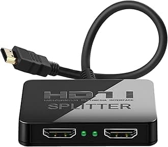 4K HDMI Splitter 1 in 2 Out Mirror Display Not Expand, Dual HDMI Splitter Hub to Dual Monitors Multi-Scree Displays Audio Synchronization, Compatible for MacBook Laptop Desktop PC Graphics Card TV