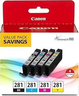 Canon CLI-281 Ink Cartridge Black Cyan Magenta Yellow – Ink Cartridges (Original, Pigment Ink, Black, Cyan, Magenta, Yellow, TS8120, TS6120, TR7520, TR8520, TS9120)