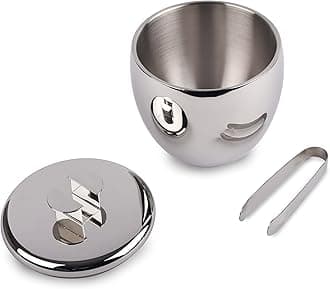 ARTTDINOX Designer Stainless Steel Ice Bucket with Tongs | Gunmetal Polish | Ice Cube Storage Box | Great bar Tools Accessories | Aladdin Series | by Jindal