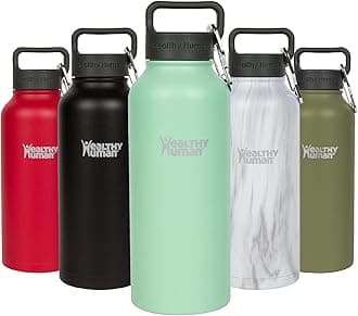 Healthy Human Stainless Steel Water Bottle | Double Walled Vacuum Insulated Water Thermos for Adults | Eco-Friendly Travel Bottles with Leak Proof Lid (Seamist, 32 oz/ 946 ML)