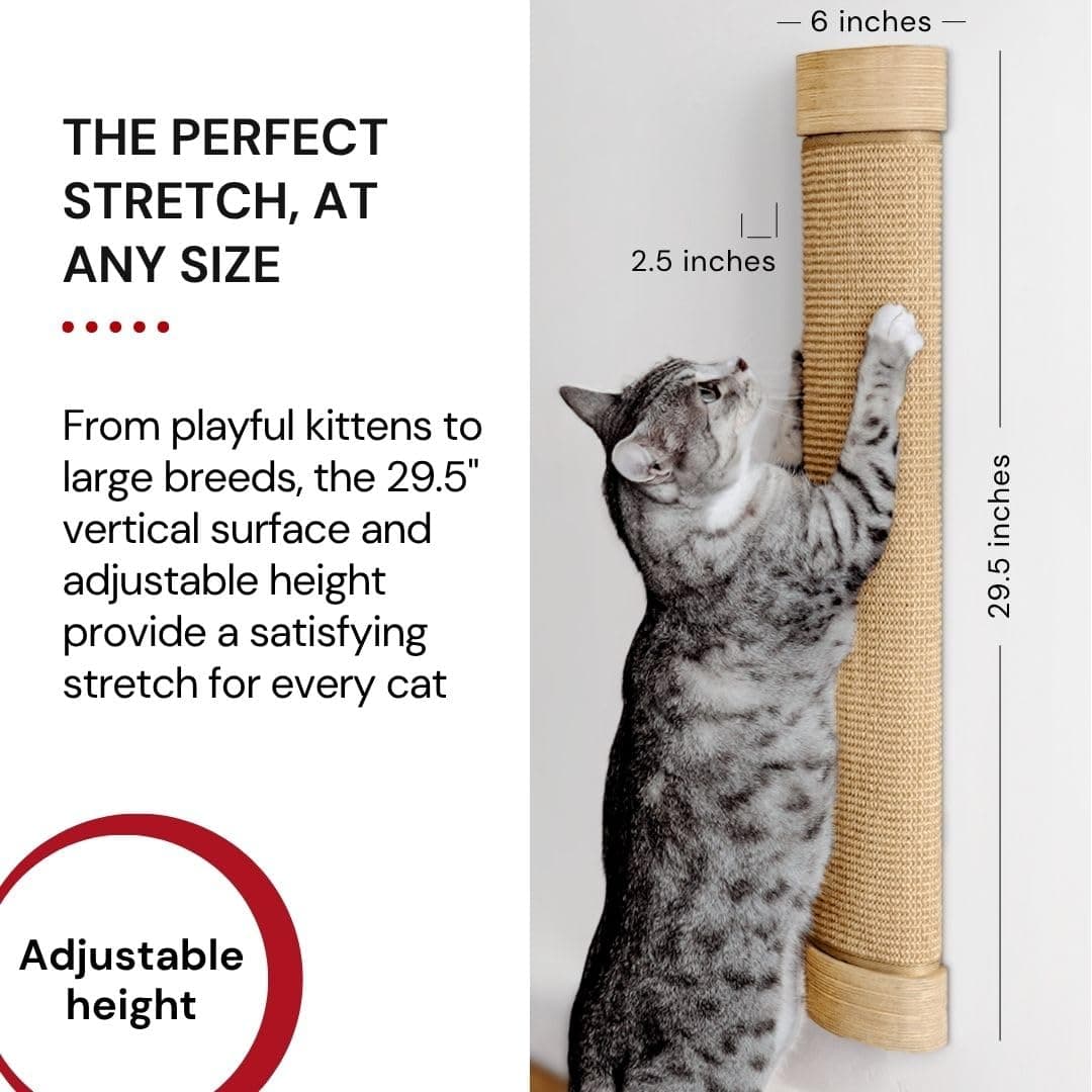 7 Ruby Road Large Cat Scratcher Wall Mounted - Refillable Sisal Scratch Pad - Cute Scratching Post for Indoor Cats and Kitten - Tall Vertical Mount - Modern Wooden Cat Wall Furniture and Scratchers