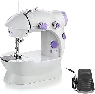 Mini Sewing Machine, Home Sewing Machine Adult Beginner Sewing Machine Lightweight Electric Sewing Machine Small Sewing Machine with Adjustable Diy Pedal and Light for Home