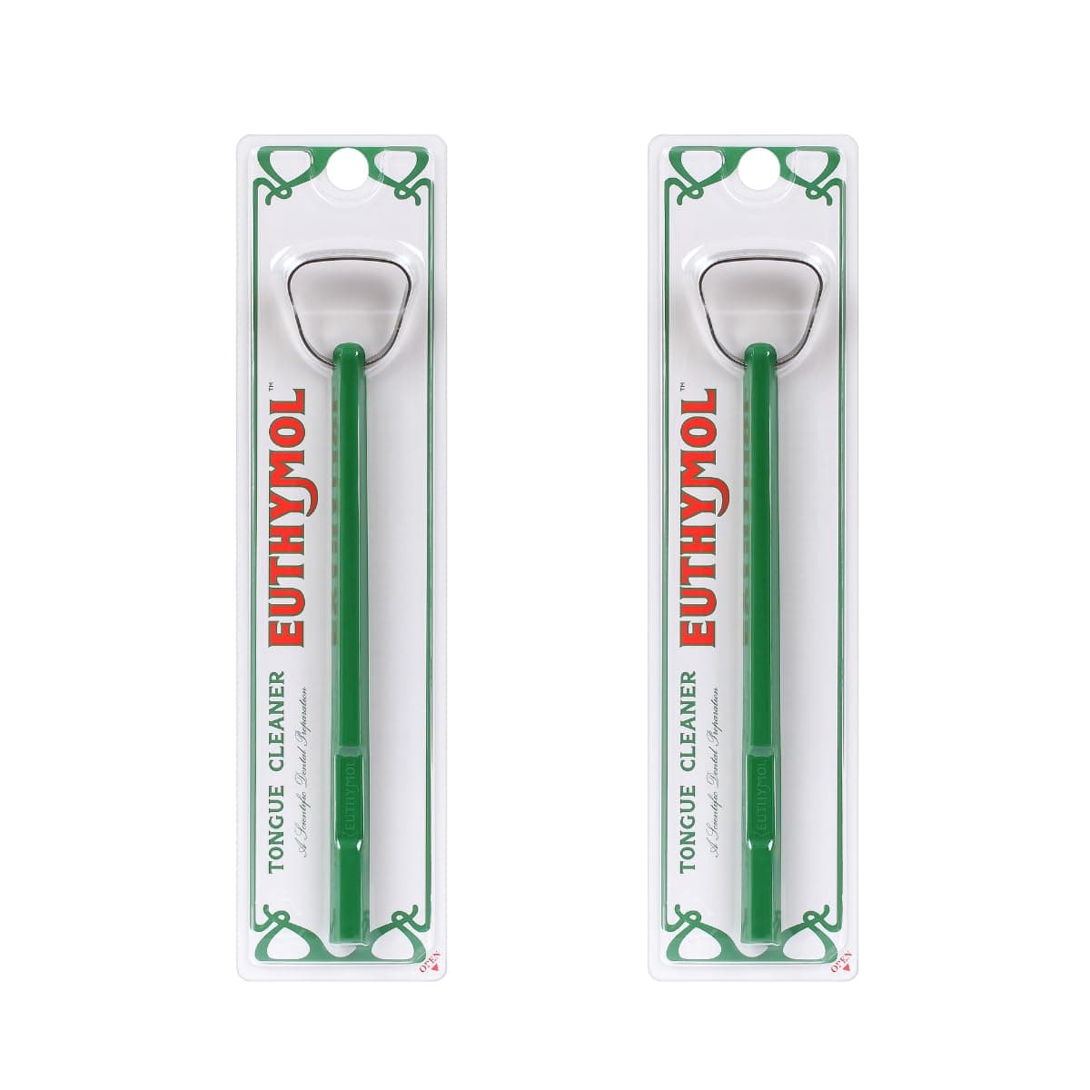 Euthymol Tongue Cleaner – Stainless Steel, 14° Neck Angle for Enhanced Tongue Cleaning, Minimizes Gag Reflex, Helps Reduce Bad Breath, 12-Hour Fresh Breath, Easy to Use – 2 Pack