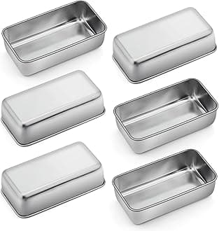 P&P CHEF Loaf Pan Set, 9-inch Bread Pans, Stainless Steel Loaf Toast Baking Pans For Bread Meatloaf Lasagna Cake, Healthy & Non Toxic, Oven & Dishwasher Safe,(Silver, 6Pcs)
