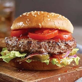 Premium Classic Beef Steak burgers, 32 count, 4.5 oz each - Vacuum Sealed Restaurant-Quality Beef and Cooking Instructions from Kansas City Steak Company. A Grill Ready True American Classic.