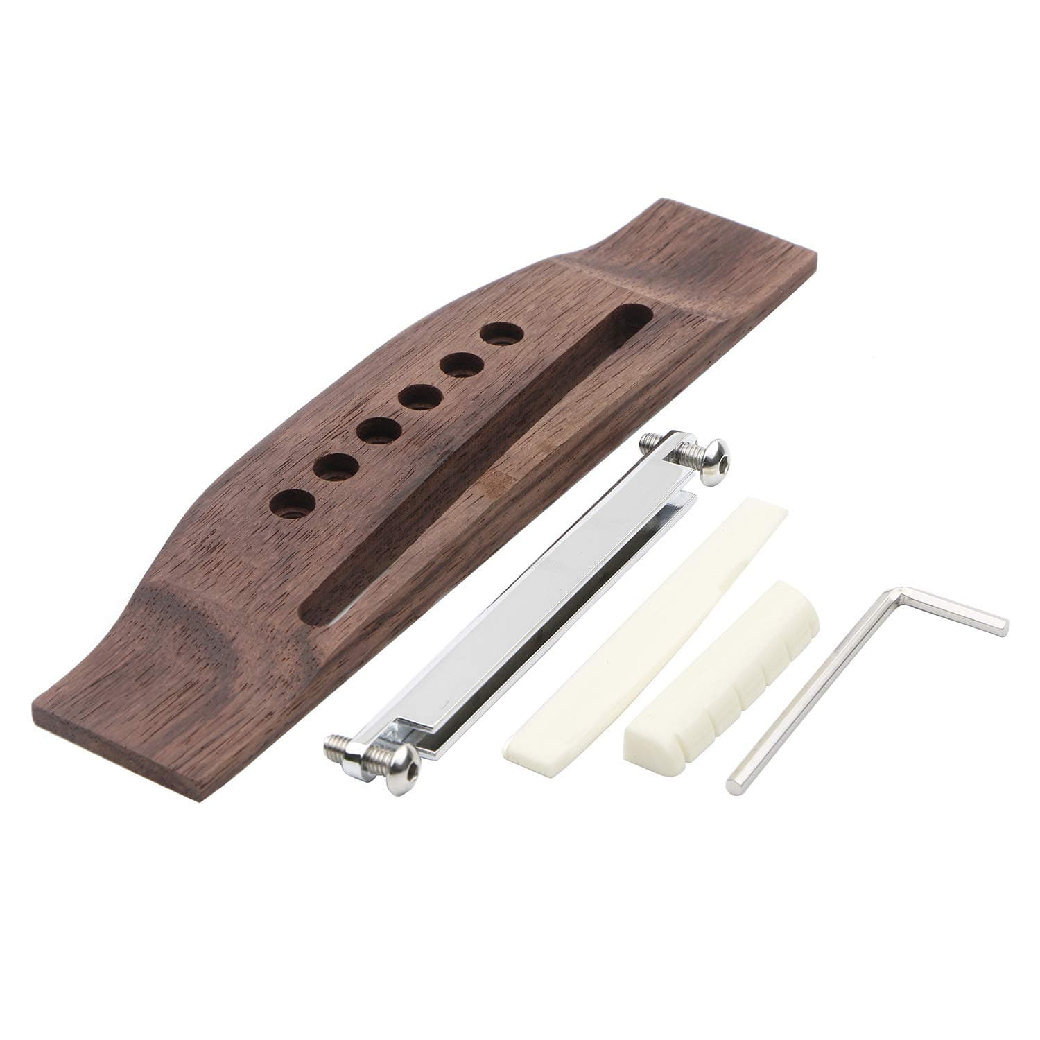 6 String Adjustable Rosewood Bridge Insert Set Saddle Nut Acoustic Guitar Parts Replacement