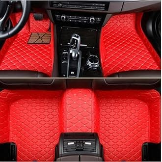 Custom Making Car Floor Mats Compatible with Audi BMW Mercedes-Benz Toyota Lexus Honda Infiniti Nissan Hyundai Kia All Models 2005-2023 (Red Beige)