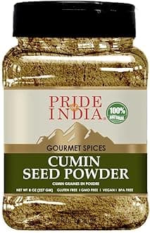 Pride of India - PACK of 6 - Cumin Seed Ground – Traditional Indian Spice – Seasoning spice for Curries/Lentils/Chicken/Meat – Easy to Store – 8oz. Medium Dual Sifter Bottle