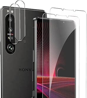 for SO-NY Xperia 1 III Screen Protector [2 Pack] with Camera Lens Protector [2 Pack], 9H Hardness Anti-Scratch Tempered Glass, Case Friendly, Anti-Fingerprint,Anti-Scratch