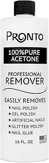 Pronto 100% Acetone Nail Polish Remover - Gel Polish Remover for Nails | Acetone Nail Polish Remover & Remover For Nails, Glue, Gel, Acrylic & Dip | 100 Percent Pure Acetone, 16 Fl oz (Pack of 1)