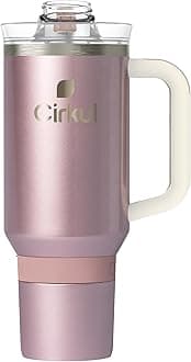 Cirkul 40oz. Rose Gold Stainless Steel Tumbler with Handle, All-Day StrawSip, Double-Wall Insulated
