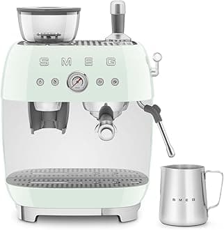 Smeg EGF03PGUK Espresso Coffee Machine with Grinder, 20 Bar Pump, 2.4L, 1650W, Pastel Green