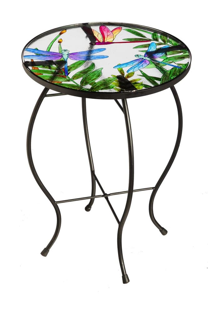 New Creative Dragonfly Flutter Glass Patio Table