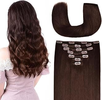 22 Inch Clip-in Hair Extensions Remy Human Hair for Women - Soft Handmade Real Human Hair Clip in Extensions, Straight, Thick, 165g 7pcs Medium Brown #4 Color