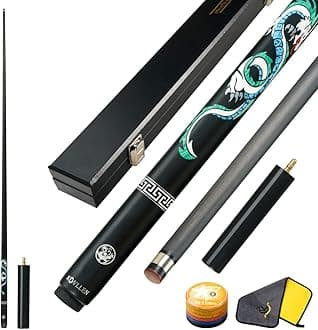 KONLLEN Snooker Cue Carbon Fiber Cue Hand-Made Inlay Billiard Cue with 10.2mm Tip Snooker Cue Stick Kit (Including Extension Cue Case Pool cue tip and Pool cue Cleaner)