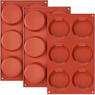 JOERSH 3-PK Silicone Egg Mold for Breakfast Sandwiches 3 Inch Round Muffin Top/Egg Pan, Oven Baking Silicone Molds for English Muffins, Whoopie Pies