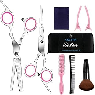 Sirabe 9 PCS Hair Cutting Scissors Thinning Shears Kit, Professional Haircut Scissors Set, Barber Hairdressing Texturizing Shears Tools for Salon Home Men Women Kids Adults Pet