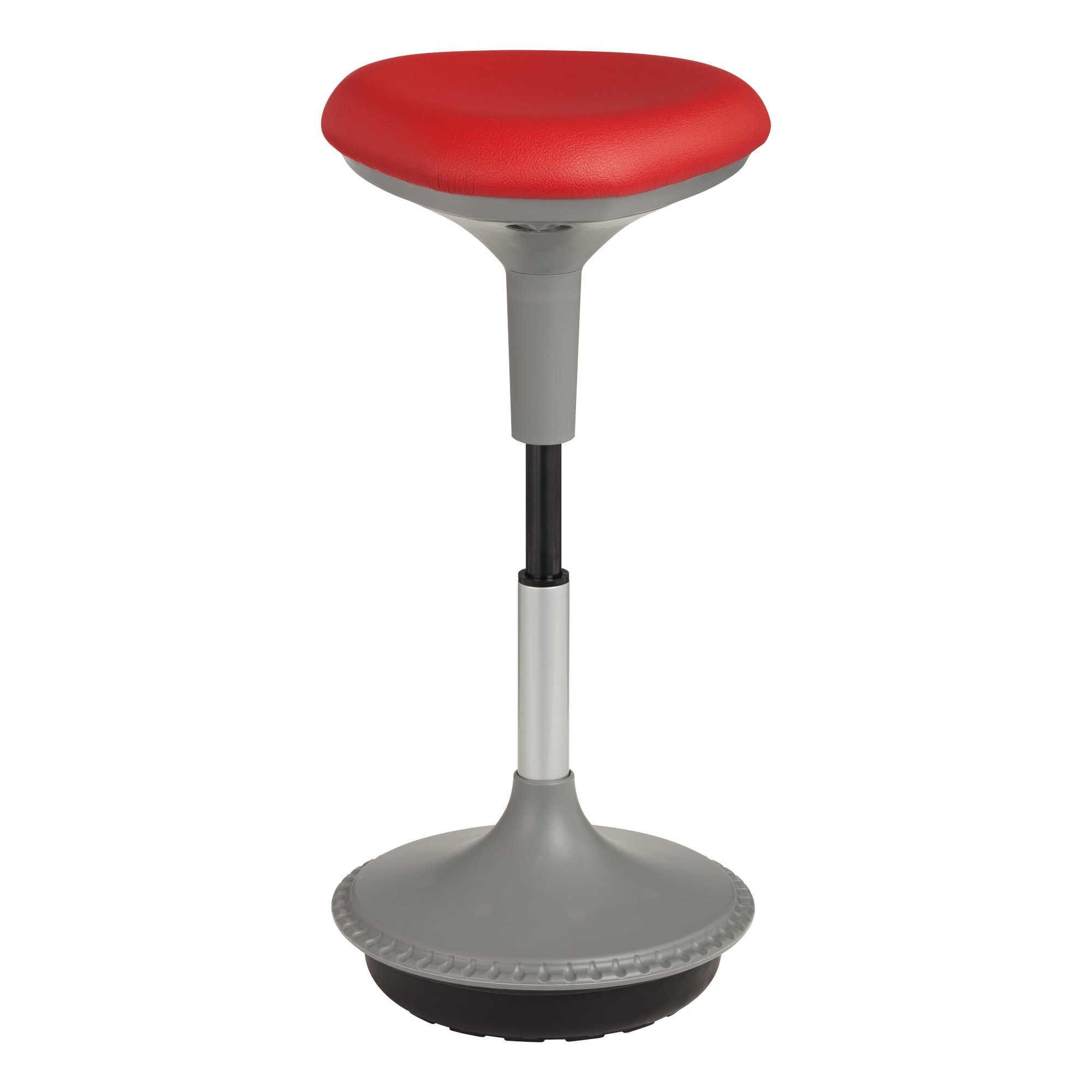 Learniture Adjustable Height Active Learning Stool for Office Desks and Classrooms, Foam-Padded Backless Wobble Stool with Rocking Motion, Red