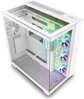 H9 Elite Dual-Chamber ATX Mid-Tower PC Gaming Case – Includes 3 x 120mm F120 RGB Duo Fans – Glass Front, Top & Side Panels 360mm Radiator Support Cable Management White (CM-H91EW-01)
