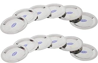 Sharda Metals Set of 12 Ciba Lids and Drinkware Covers, Stainless Steel Multipurpose Coaster for Glasses, Mugs, Tumblers, and Bowls for Everyday Serving, Dishwasher Safe - 5.1 Inches Diameter