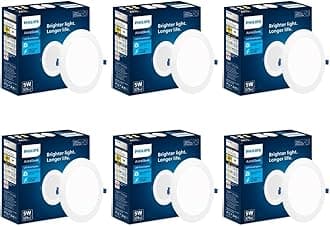 Philips Polycarbonate Astra Sleek 5-watt Round LED Downlighter|LED Ceiling Light for Home and Hall|Cut Out: 75 mm, Color: Cool Day Light, Pack of 6
