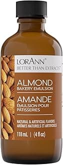 LorAnn Oils Almond Bakery Emulsion: True Essence, Ideal for Boosting Fruit Tones in Cakes, Cookies & Desserts, Gluten-Free, Keto-Friendly, Extract Substitute Essential for Your Kitchen, 4 Oz