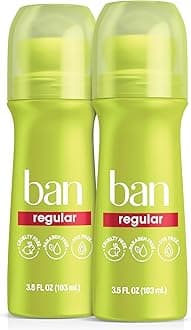 Ban Invisible Roll-on Antiperspirant Deodorant for Women and Men, 24-Hour Underarm Odor & Sweat Protection, Regular, 3.5 Oz, Pack of 2