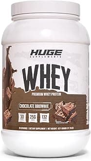 Huge Whey, Protein Powder for Muscle Gain, 25g Protein, 12g EAAs, Supports Muscle Growth, Performance & Recovery (Chocolate Brownie, 30 Servings)