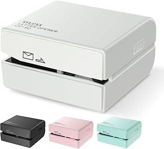 Battery Operated Electric Letter Opener - Letter Openers Envelope Slitter, Envelope Opener, Mail Opener, Universal Envelope Efficient Letter Opener Tool for Office, Home (White)