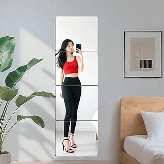 4 Pack Acrylic Mirrors for Wall,12 x 12 Inch Self Adhesive Frameless Small Mirror Tiles, Flexible Plastic Mirror Sheets for Bedroom Home Gym Door (4, 12"*12")