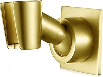 Shower Head Holder Handheld Shower Wand Holder Adjustable Shower Head Bracket Shower Wall Mount Holder, Brushed Brass/Gold Finish, Drill Free Glue Installation
