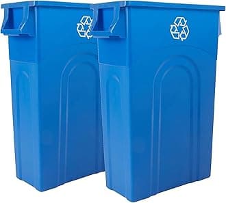 United Solutions Highboy Recycling Container, 23 Gallon, Space Saving Slim Profile and Easy Bag Removal for Indoor or Outdoor use, Recycle Blue