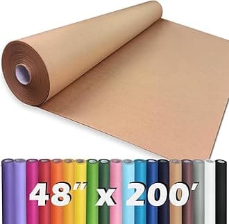 PerkHomy 48" x 2,400" (200') Brown Kraft Paper Roll for Craft Bulletin Board Paper Art Table Covering Crafting Gift Wrapping Bouquet Packing Parcel 70GSM 50LB (Brown, 48" x 200')
