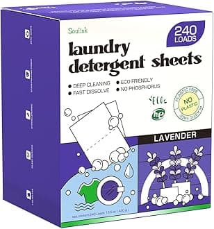 Soulink Fabric Softener Sheets for Washing Machine, No Plastic Jug Soap Strips, Alternative to Fabric Softener Liquid and Pods, Lavender Scent, Up to 240 Loads