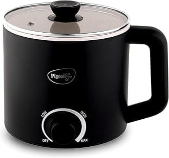 Pigeon by Stovekraft Swift Multi-Cook Kettle 1.5L, Egg Rack - Black | Double Layered | Food Grade Stainless Steel Inner wall | Glass Lid | Auto Shut-off