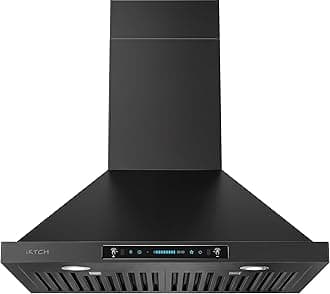 IKTCH 30 inch Black Wall Mount Range Hood, 900 CFM Ducted/Ductless Stainless Steel Vent Hood with Gesture Sensing & Touch Control Switch Panel, 2 Pcs Adjustable Lights