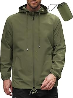 COOFANDYMens Rain Jacket Waterproof Packable Outdoor Raincoat with Hood