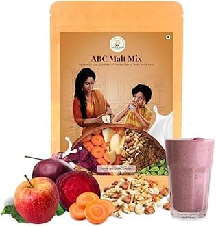 ABC Malt Mix | 1KG |Apple, Beetroot, Carrot | No Preservatives | Zero White Sugar | Ready-to-Mix | Almond, Cashew, and Cardamom |Homemade & No Preservatives| Malt-Based Nutritional Mix | Natural Drink for Kids, Adults, Elders - 1 kg