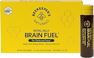 - BEEKEEPER'S NATURALS B.LXR Brain Fuel - Memory, Focus and Clarity Liquid Formula, Supports Productivity Royal Jelly, Ginkgo Biloba, Bacopa Monnieri Keto Friendly, Gluten & Caffeine-Free, (6 ct)