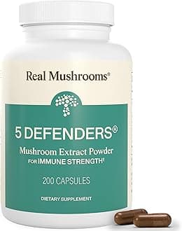 5 Defenders Mushroom Complex – Organic Adaptogenic Mushroom Blend with Chaga, Reishi, Turkey Tail, Maitake & Shiitake for Wellness Support - Mushroom Beta Glucan Capsules - 200 Count