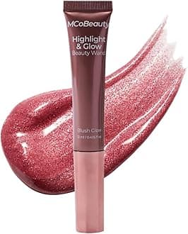 Highlight and Glow Beauty Wand - Buildable Liquid Highlighter - Blush Glow Shade - Liquid Cream with Cushion Applicator for Soft, Radiant Finish - Highlighters Makeup