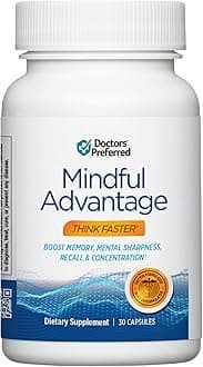 Doctors' Preferred Mindful Advantage Brain Supplements for Memory and Focus - Boost Memory, Mental Sharpness, Recall & Concentration - 30 Count