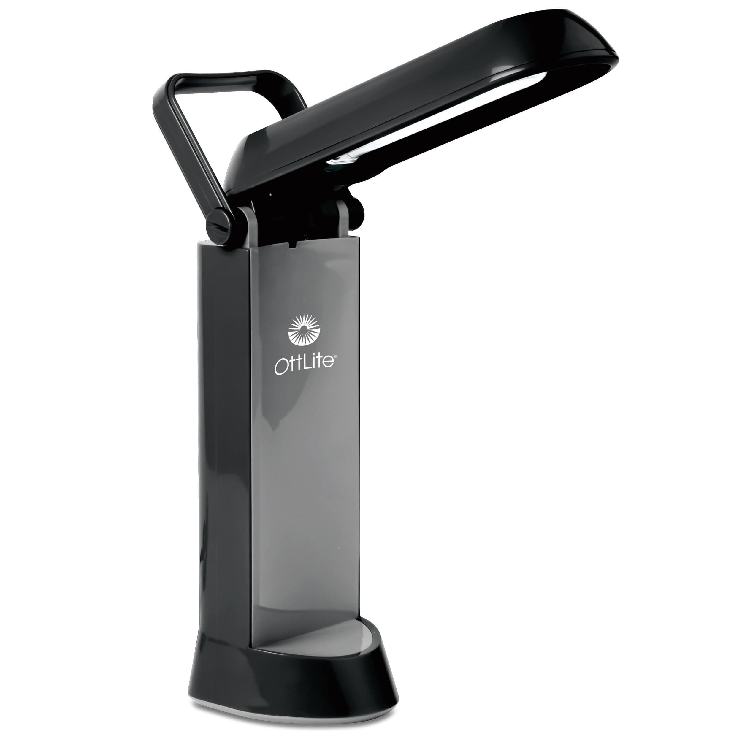 OttLite Folding Task Lamp, Black – Multi-Position Shade, Fold-Up Design, Portable Handle, Low Heat, Low Glare Illumination, Fits Desks & Workstations