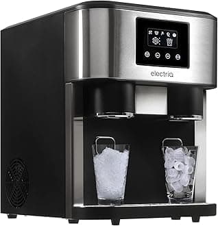 Countertop Ice Maker With Ice Crusher and Water Dispenser in Stainless Steel/Black