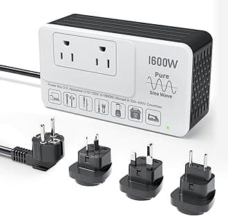 1600W 220V to 110V Converter for European International Travel, Universal Power Plug Adapter Voltage Converter US to Europe, Plug & Play, No Limitations - Power Any American Appliances Overseas