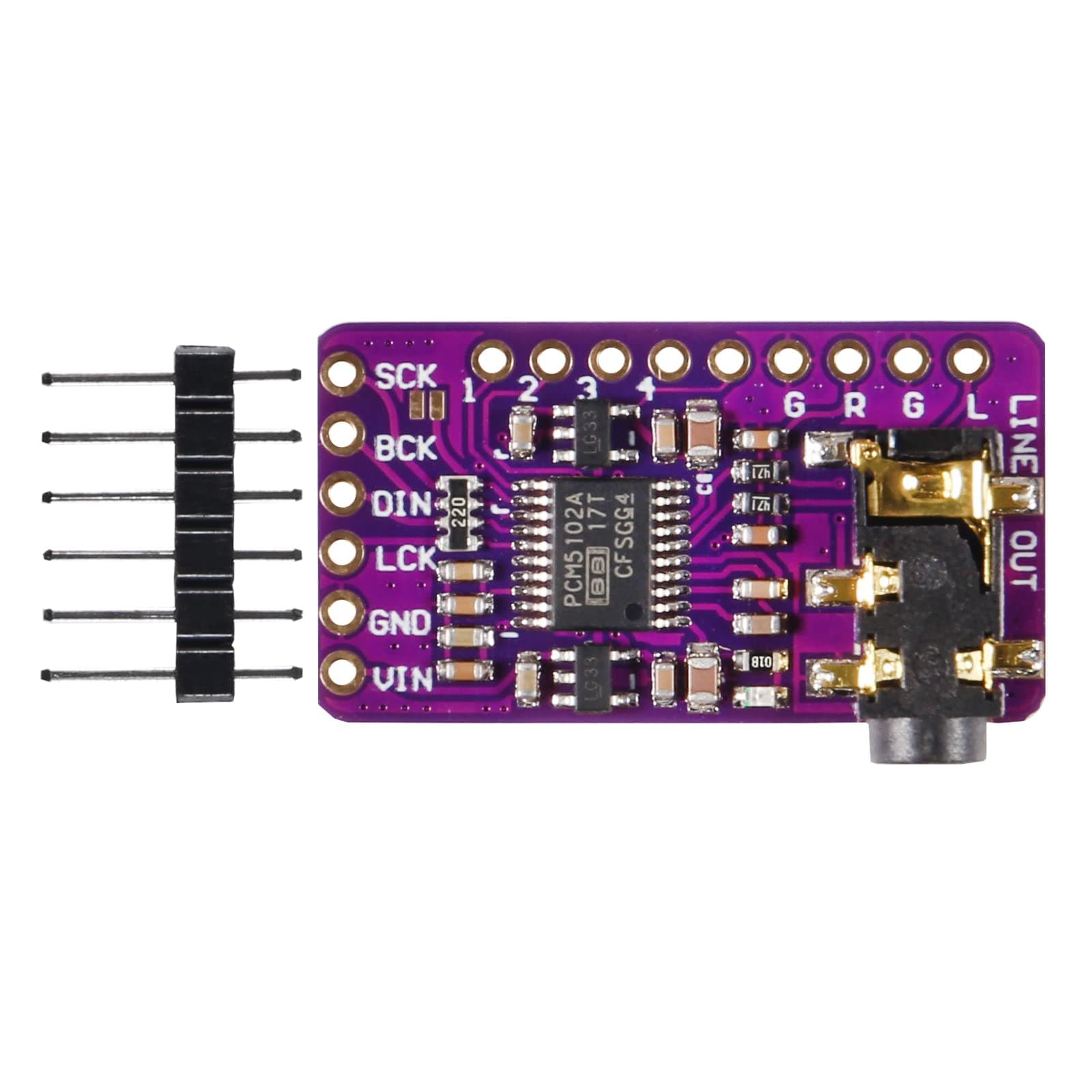 Interface I2S PCM5102A DAC Decoder GY-PCM5102 I2S Player Module pHAT Format Board Digital PCM5102 Audio Board for Raspberry Pi